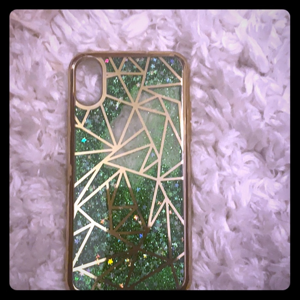 Floating green glitter iPhone X phone case